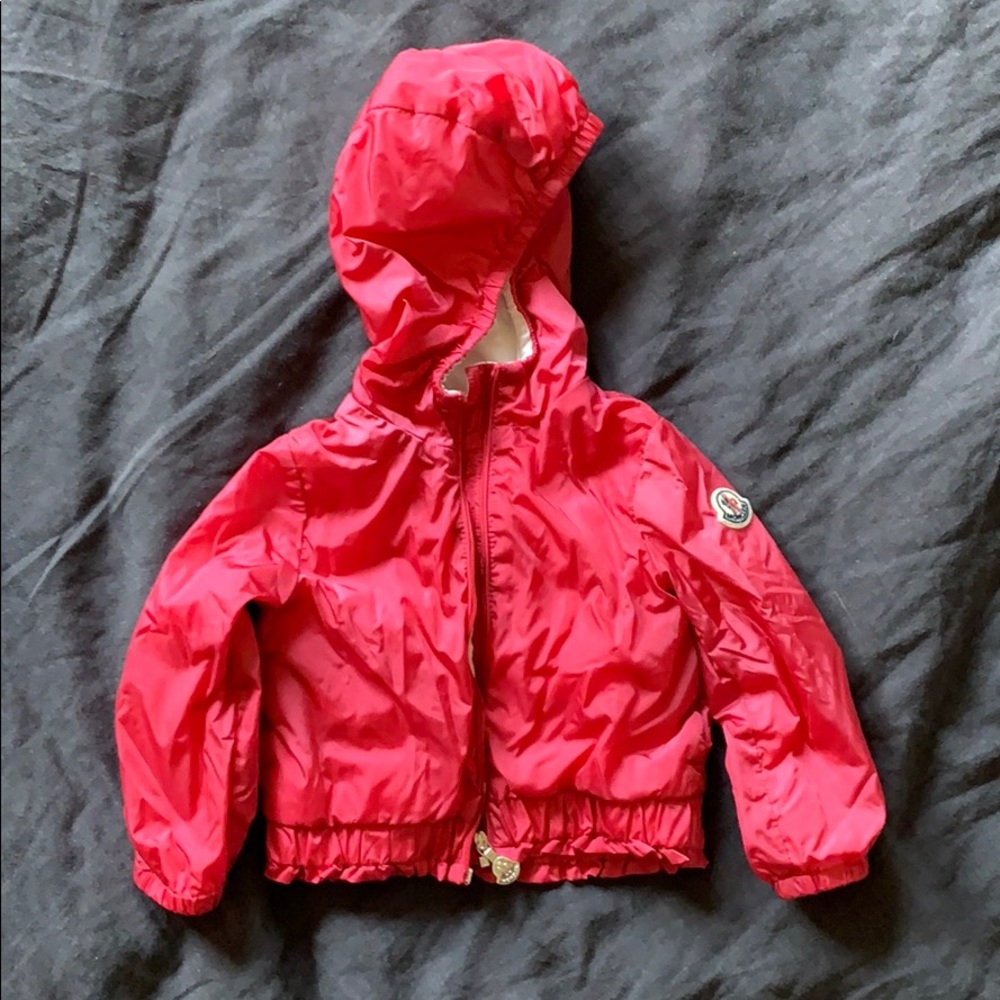 Moncler pink rain jacket 12/18m